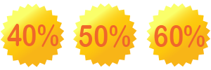 Kortingspercentage 40% 50% 60% in geel