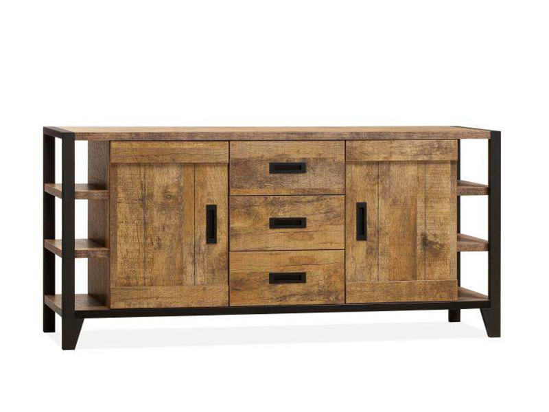 houten dressoir met zwarte accenten in een industriele woonstijl voordelig bij ameubel