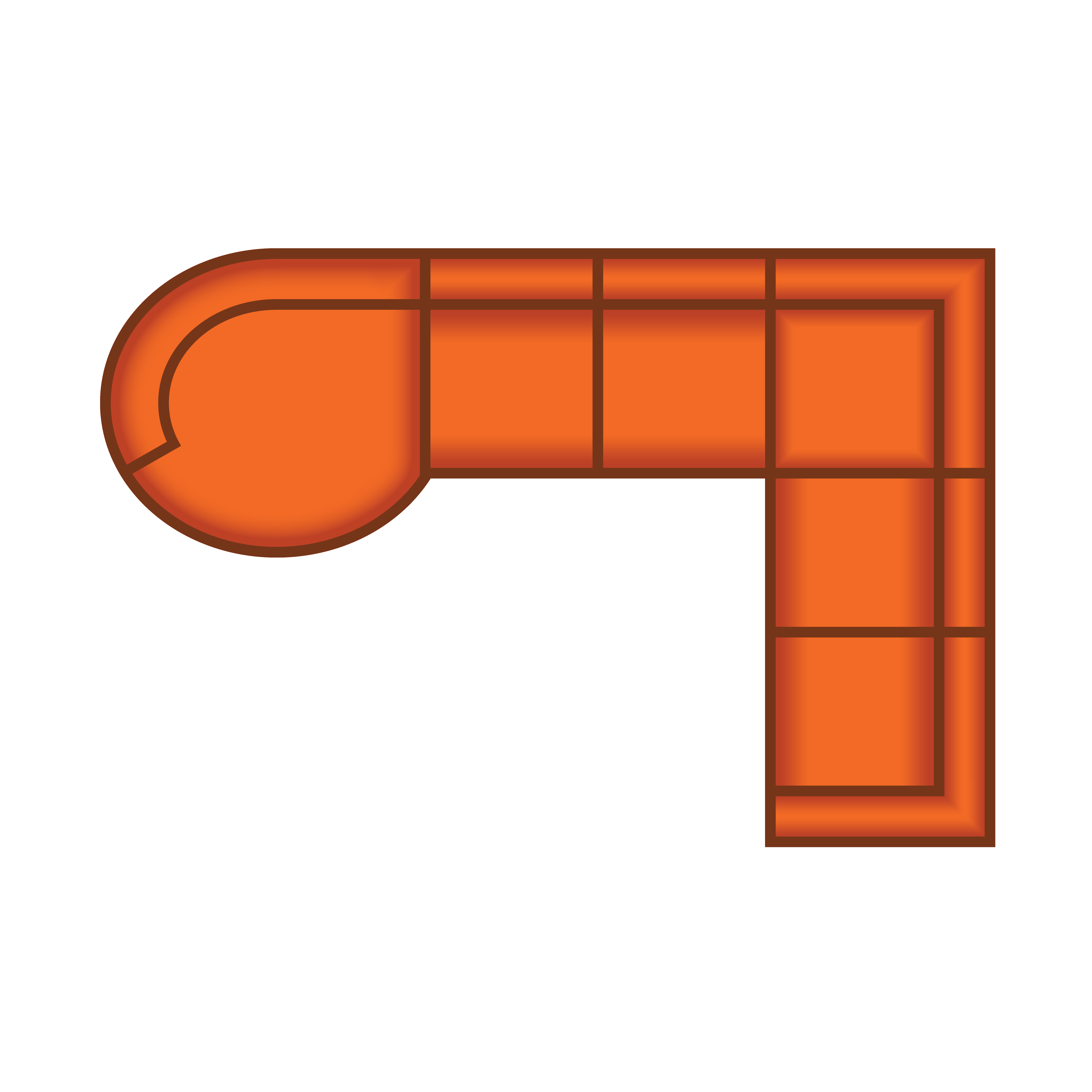 Longchair Rond Groot + 2 Zits + Hoek + 2 Zits