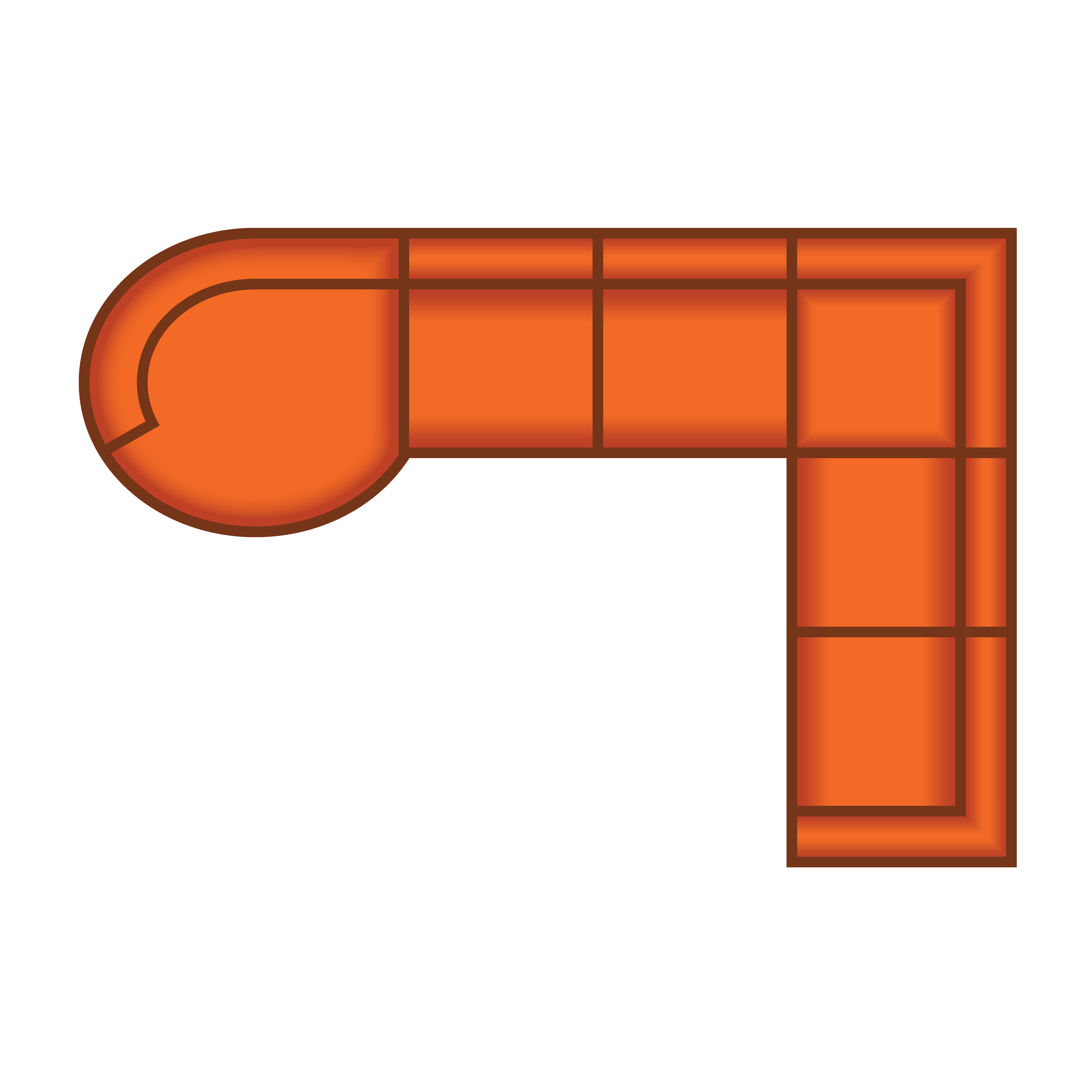 Longchair Rond Groot + 2.5 Zits + Hoek + 2.5 Zits