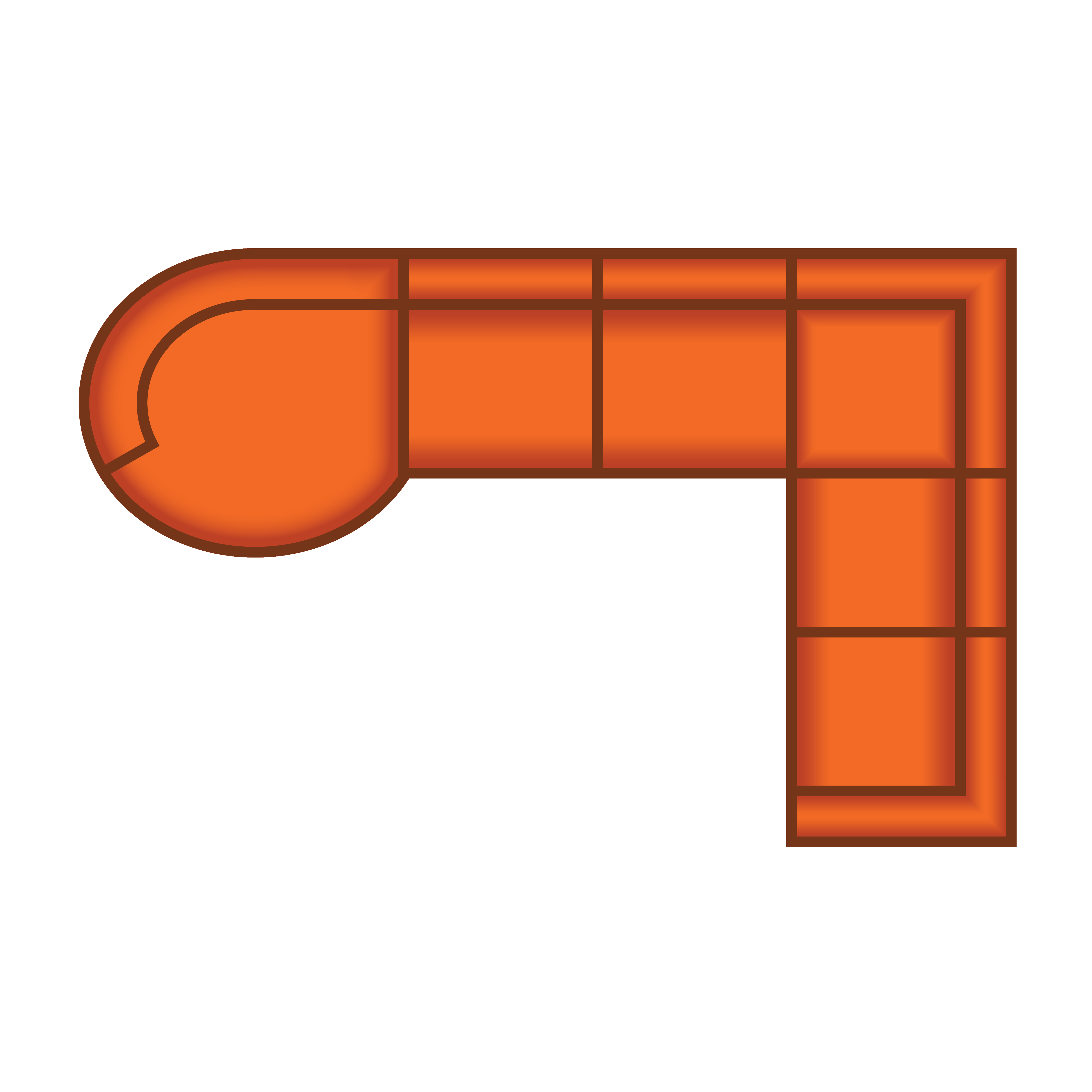 Longchair Rond Groot + 3 Zits + Hoek + 2 Zits