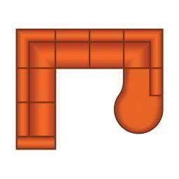 3 Zits + Hoek + 3 Zits + Ottomaan Rond Klein