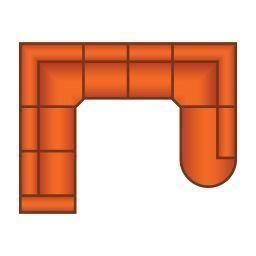 2 Zits + Trapeze Hoek + 2 Zits + Ottomaan Rond Groot