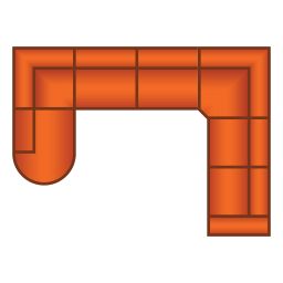 Ottomaan Rond Klein + 3 Zits + Trapeze Hoek + 2 Zits