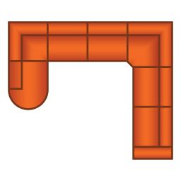 Ottomaan Rond Klein + 3 Zits + Trapeze Hoek + 3 Zits