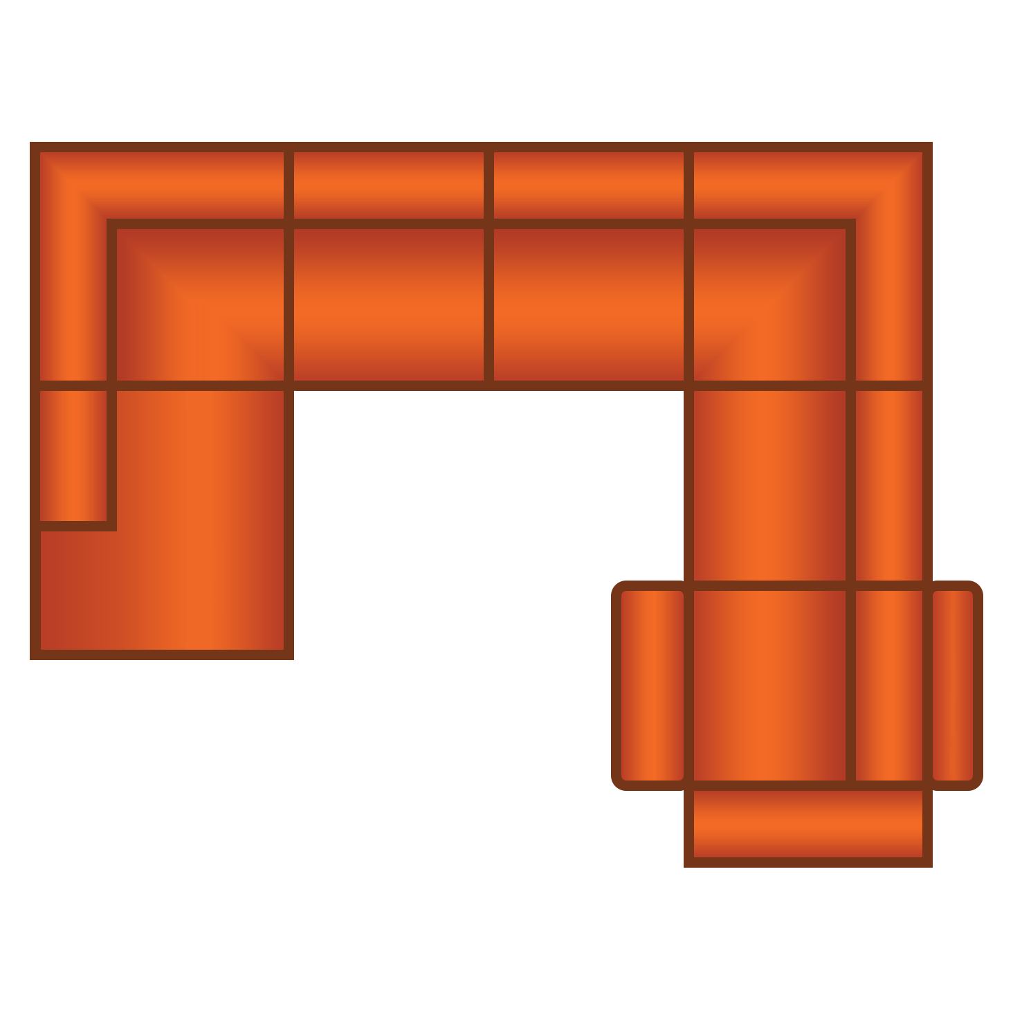 Ottomaan + 2 Zits + Hoek + 2 Zits (1x Relax)