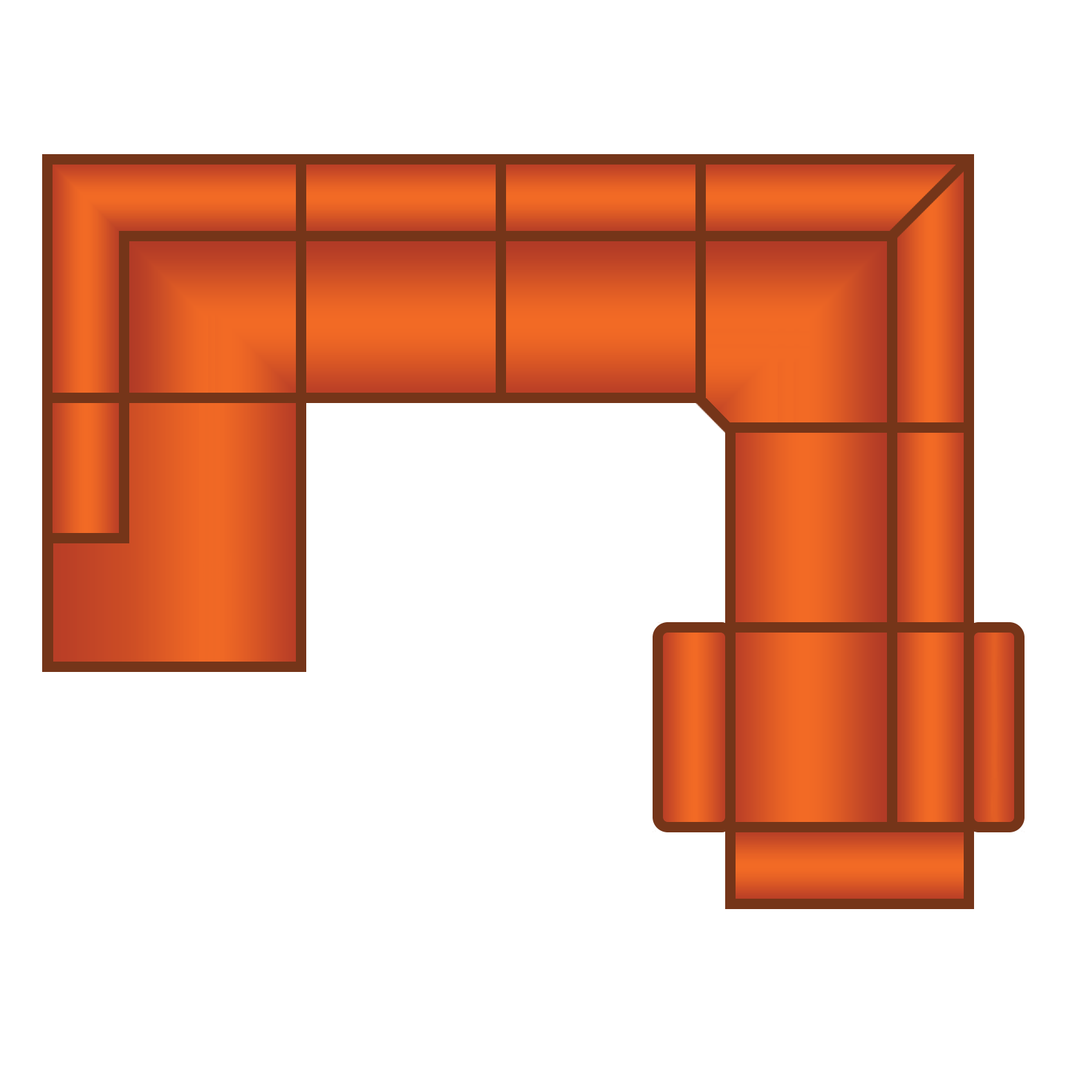 Ottomaan + 2 Zits + Hoek Groot + 2 Zits (1x Relax)