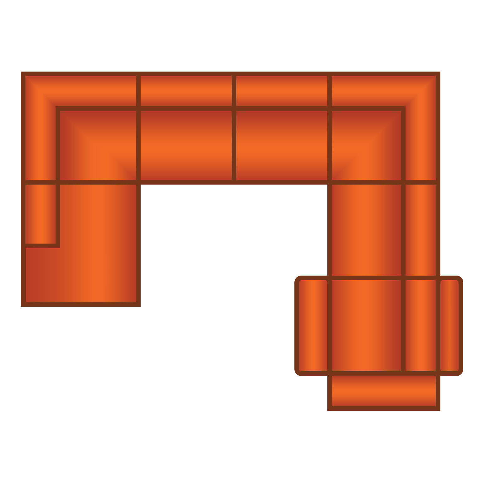 Ottomaan + 3 Zits + Hoek + 3 Zits (1x Relax)