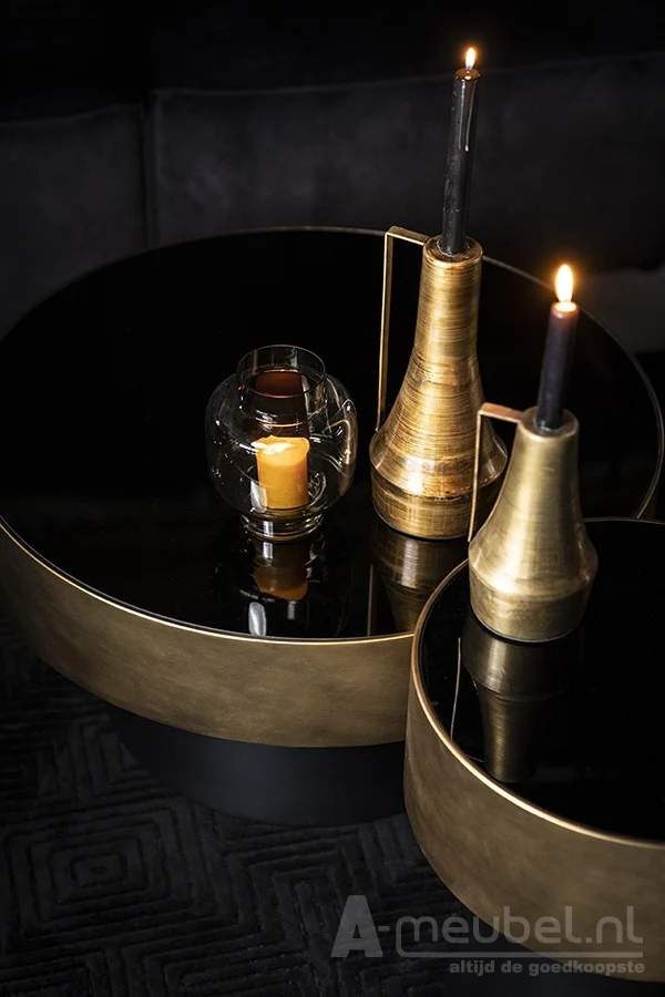 Bijzettafel Bunga 40cm - Goud/Zwart - 210038