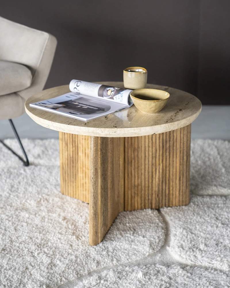 Bijzettafel Sara - 60cm - Beige/Bruin - 95899