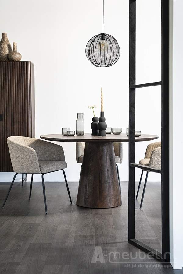 Eettafel Aron Rond - 130cm - Bruin - 95656