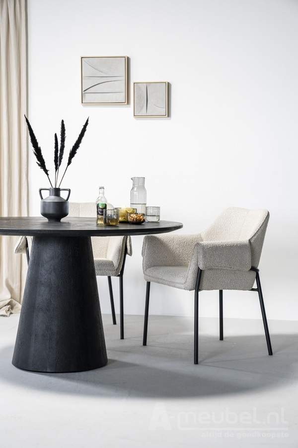 Eettafel Aron Rond - 130cm - Zwart - 95657