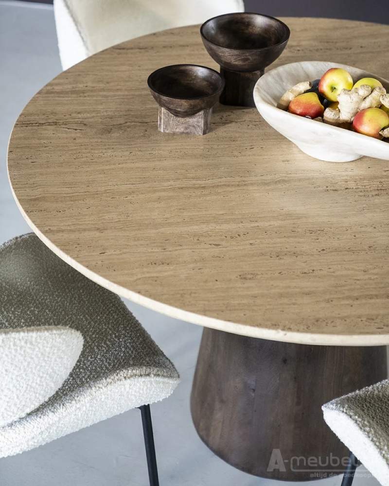 Eettafel Aikin - 130cm - Beige/Bruin - 95811