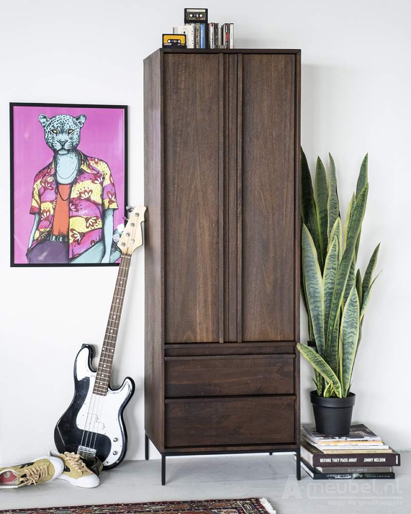 Kabinet Jimmy 2-deurs 2-laden - Bruin - 95867