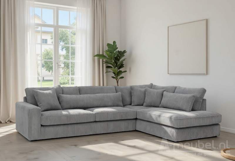 Ijsselstein 2 Zits + Hoek + 2 Zits + Longchair - MAGAZIJN OPRUIMING - Mega Black