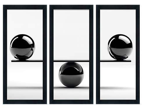 Glas 3-luik 2 metalballs equal wight