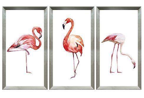 Small glas 3-luik flamingos watercolour