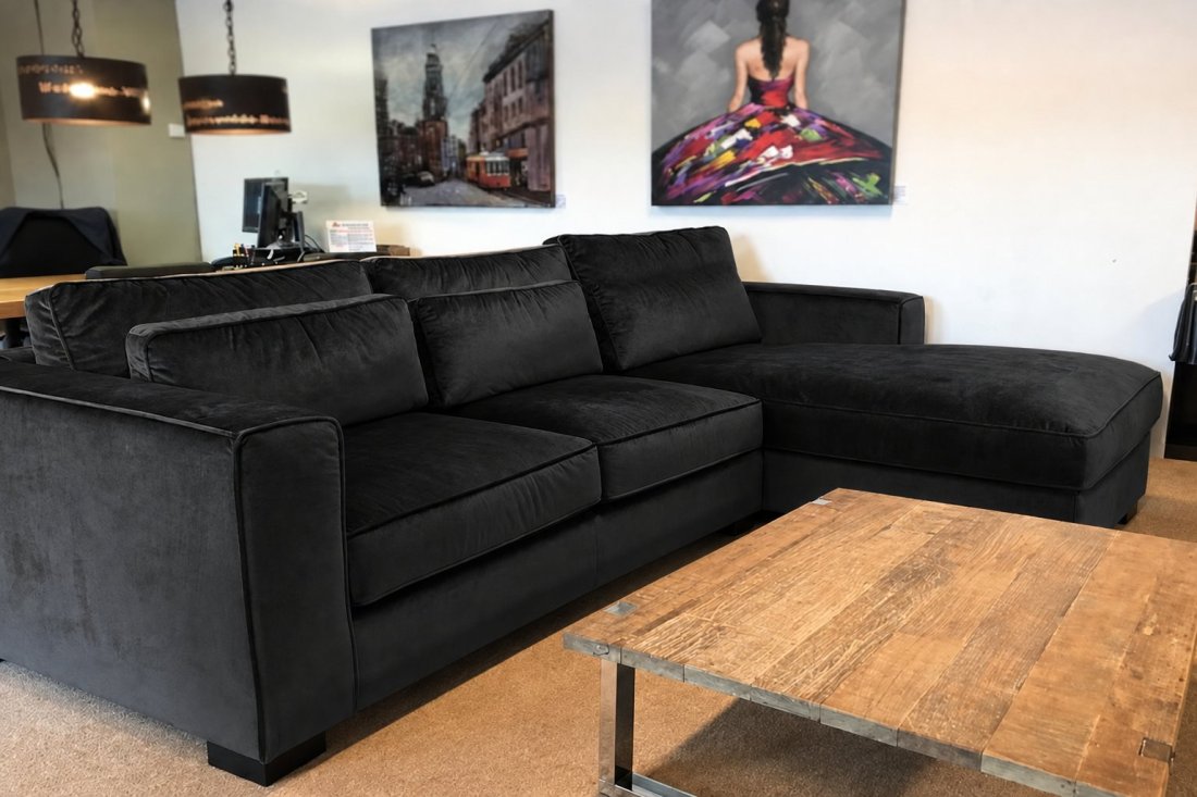 Amsterdam Longchair in zwart – kleurimpressie – A-meubel
