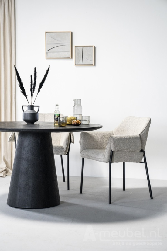 Eettafel Aron Rond - 130cm - Zwart - 95657 – foto 2 – A-meubel