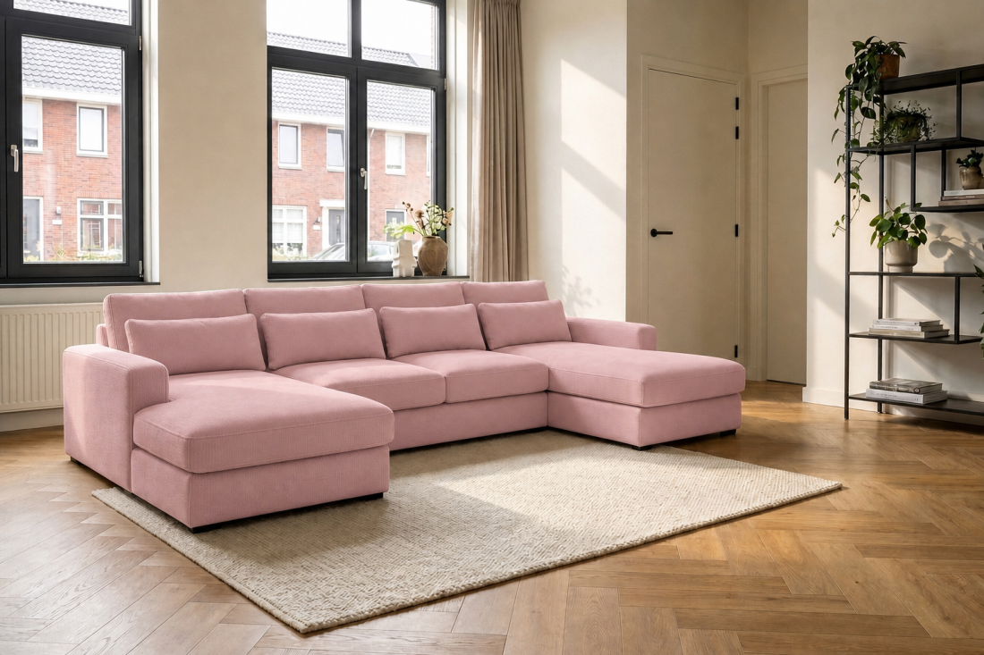 Ijsselstein Longchair + 2 + Longchair in roze – kleurimpressie – A-meubel