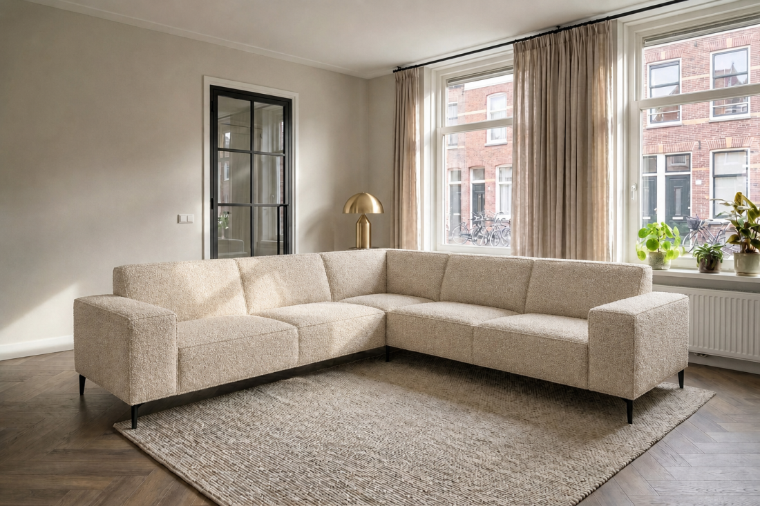 Heerlen 3 Zits + Hoek + 2 Zits in beige – kleurimpressie – A-meubel