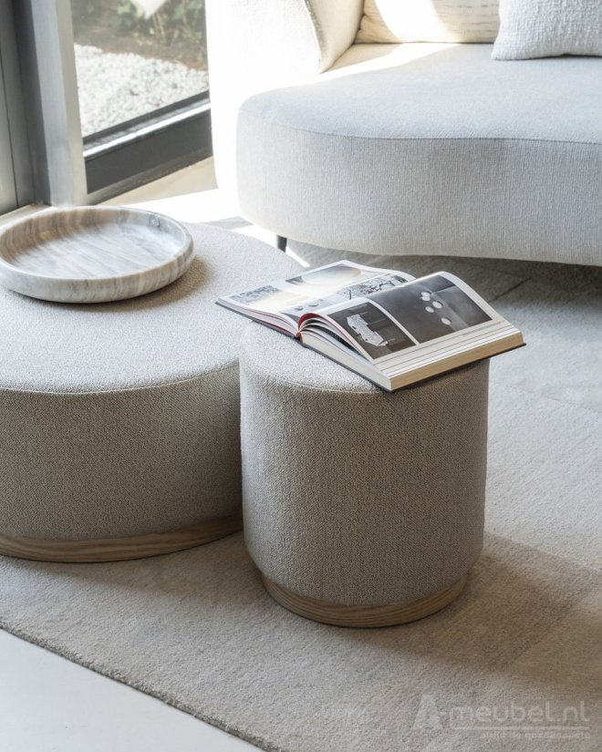 Hocker Poef Avah Small - Taupe Mantz - 96300 41cm – foto 3 – A-meubel