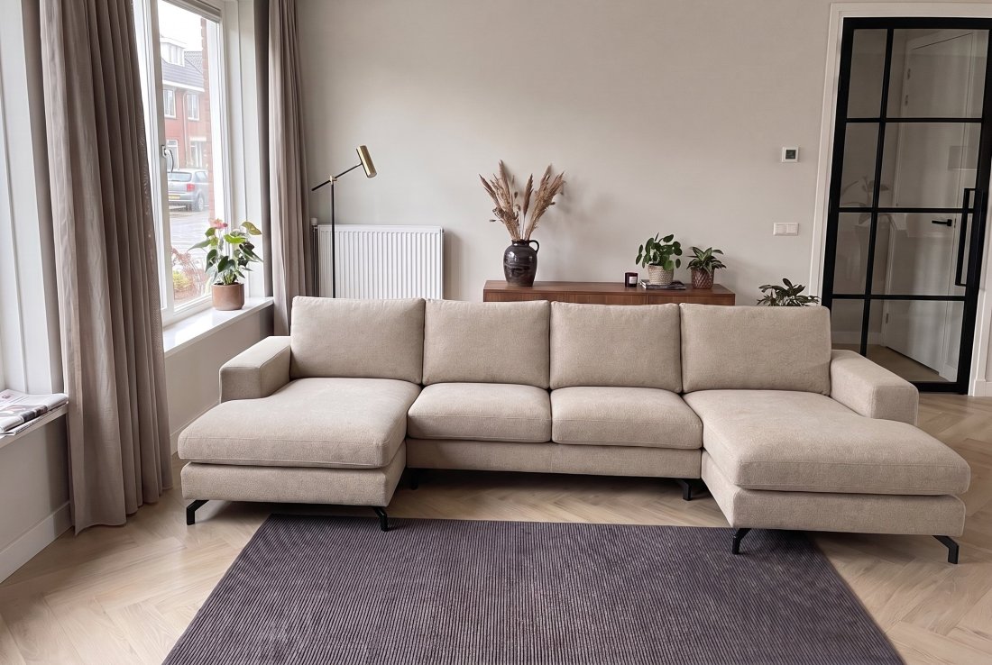 U-bank Stroe Longchair + 2.5 Zits + Longchair in beige – A-meubel