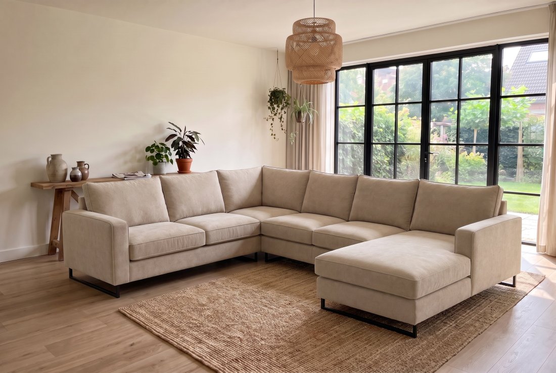 Bank Naaldwijk 2 + Hoek + 2 + Longchair 265cm – A-meubel