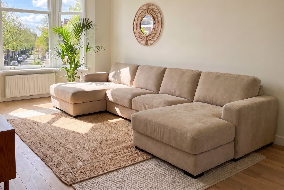 U-bank Voorburg Longchair Klein + 2 Zits + Longchair Klein in beige – foto 2 – A-meubel