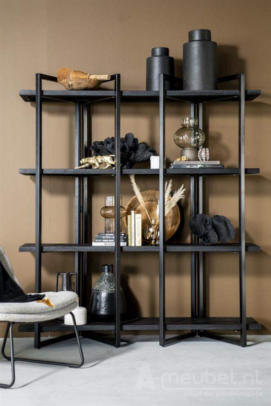 Wandkast Eddy hoog - 160cm - Zwart - 23413 – foto 3 – A-meubel