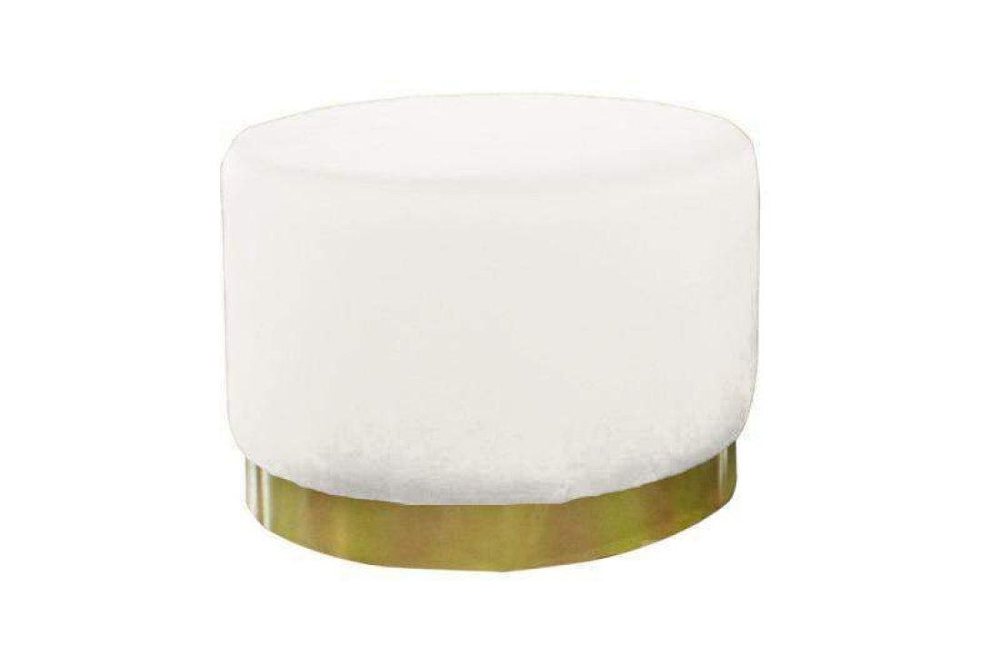 Poef Lexmond 60x45cm met spiegelrand Wit – A-meubel