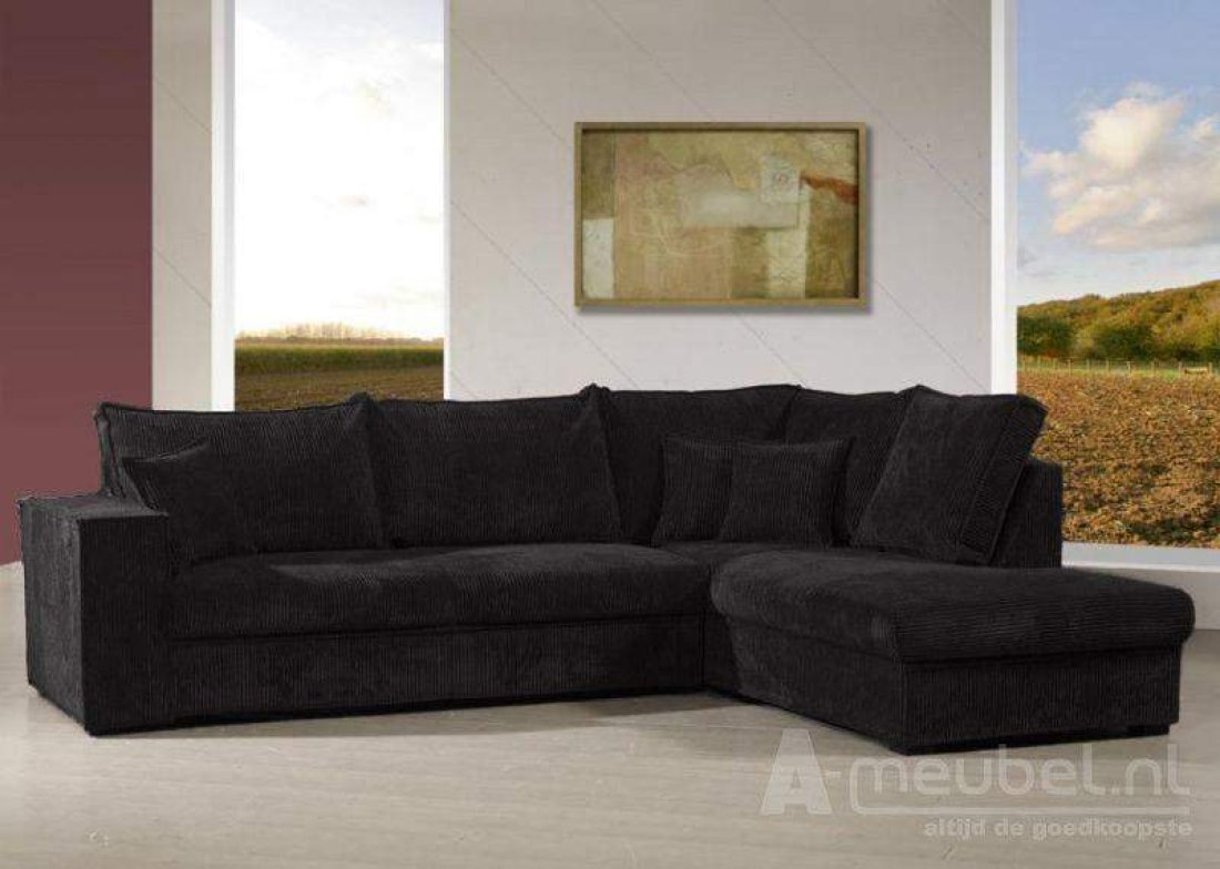 Afferden Longchair Zwart – A-meubel
