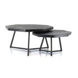 Salontafel Octagon Set van 2 76cm/60cm - Zwart - 1646