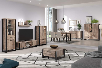 warme bruin eikenhouten meubelset voor de woonkamer