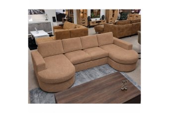Aalsmeer Longchair Rond + 2 Zits + Longchair Rond in bruin – kleurimpressie
