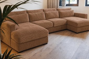 Almere Longchair + 2 zits + Longchair in bruin – kleurimpressie