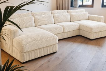 Almere Longchair + 2 zits + Longchair in creme – kleurimpressie