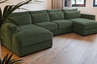 Almere Longchair + 2 zits + Longchair in groen – kleurimpressie