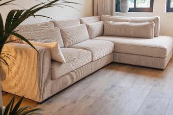 Almere Ottomaan in ribstof – materiaalimpressie
