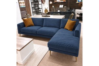 Alverna 2 Zits + Longchair in blauw – kleurimpressie