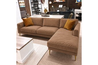 Alverna 2 Zits + Longchair in bruin – kleurimpressie