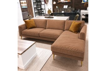 Alverna 2 Zits + Longchair in cognac – kleurimpressie