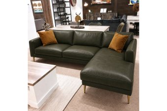 Alverna 2 Zits + Longchair in leer – materiaalimpressie