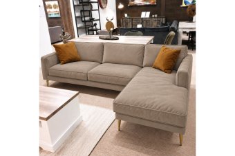 Alverna 2 Zits + Longchair in taupe – kleurimpressie