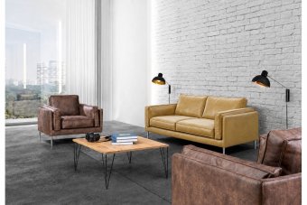 Alverna Bankstel in leer – materiaalimpressie