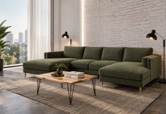 Taupe bank Alverna · Longchair + 2 Zits + Longchair 313cm – A-meubel