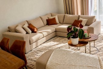 Amersfoort Hoekbank in ribstof – materiaalimpressie