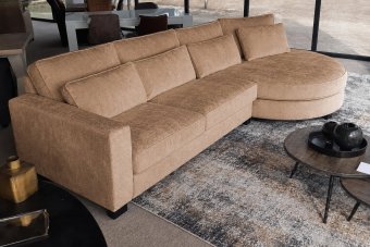 Amstelveen 2 Zits + Longchair Rond in cognac – kleurimpressie