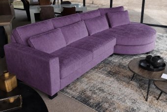 Amstelveen 2 Zits + Longchair Rond in paars – kleurimpressie