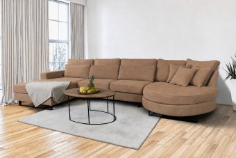 Amstelveen Longchair + 2 Zits + Longchair Rond in bruin – kleurimpressie